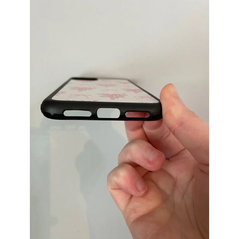 iPhone Case Womens iPhone 11 White Pink Floral Rose Bow Coquette Aesthetic